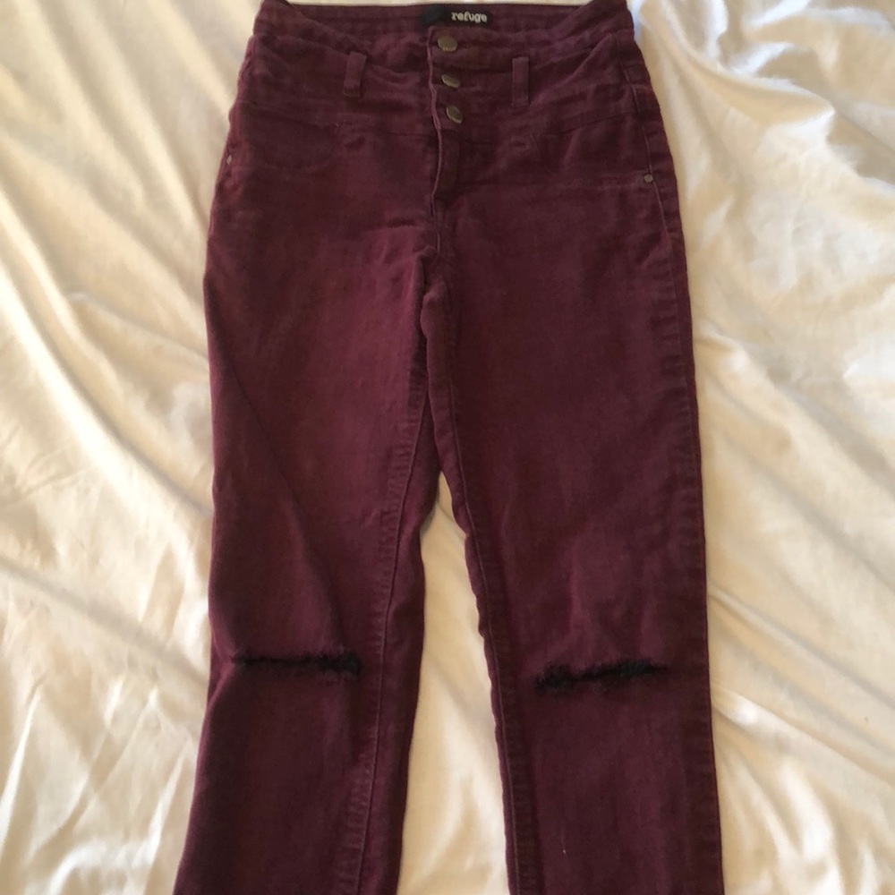 Maroon high wasted skinny jeans